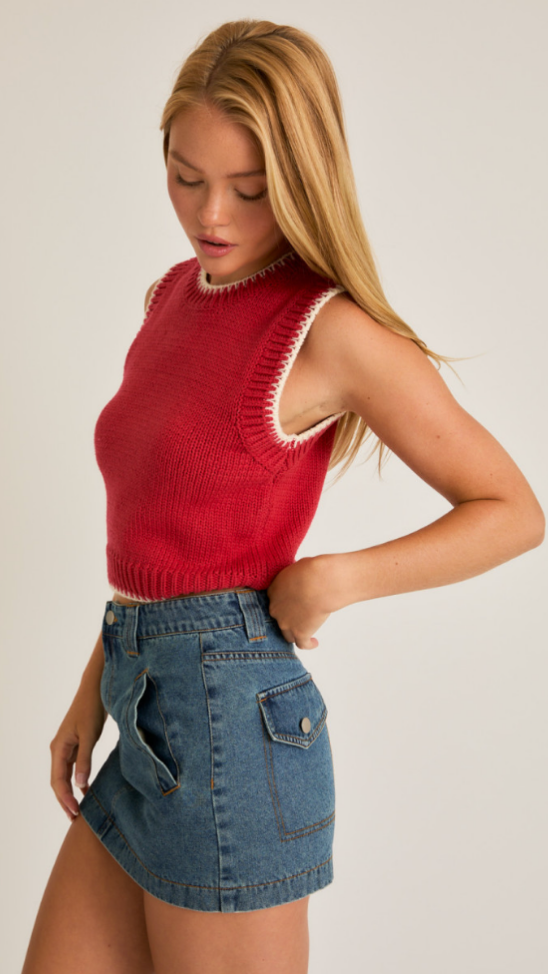 Stitching Detail Sweater Top