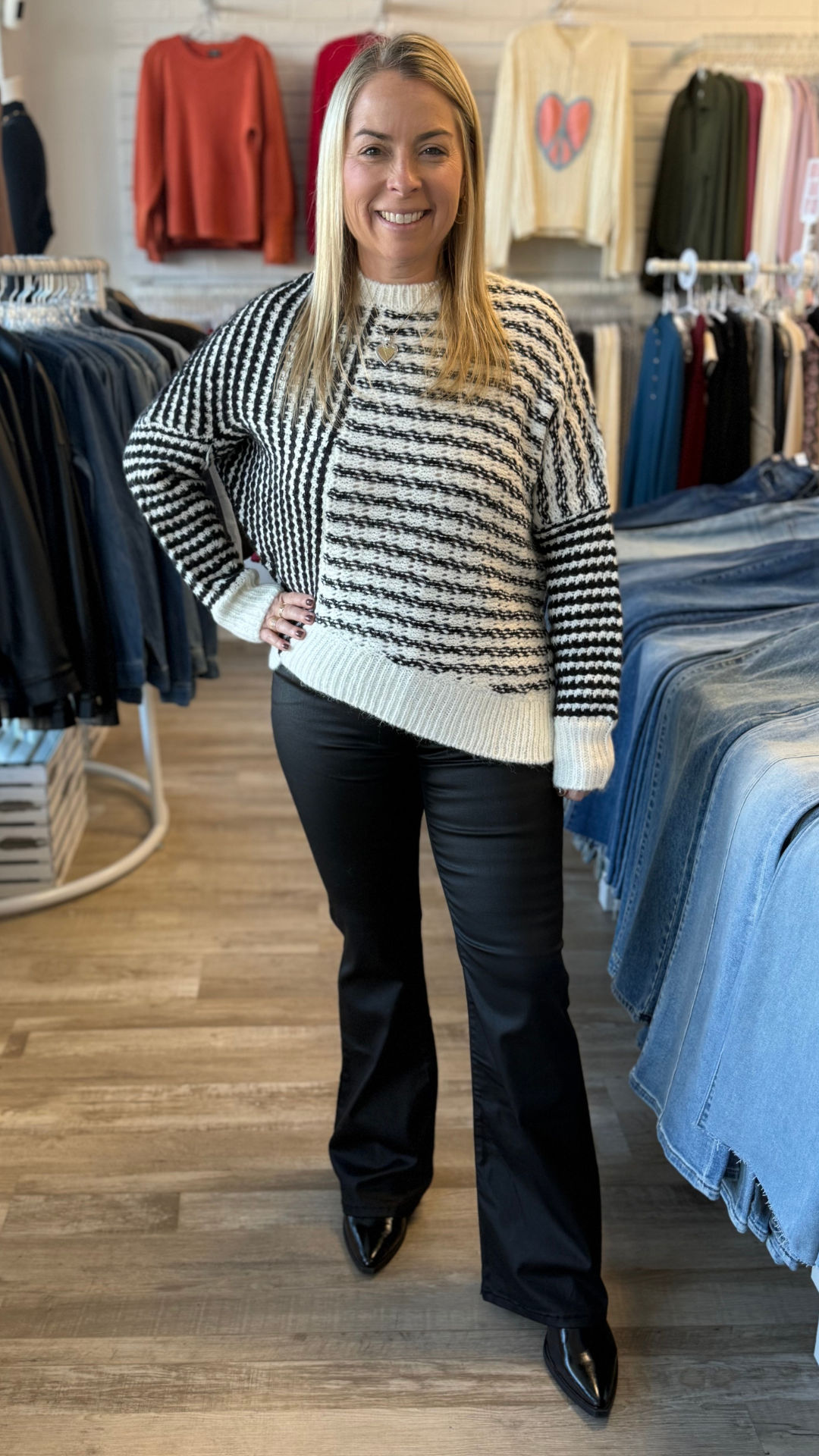 Asymmetrical Stripe Colorblock Sweater