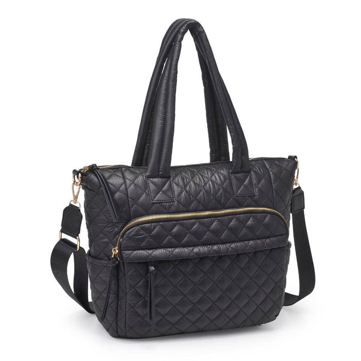 Black Quilted Nylon Tote