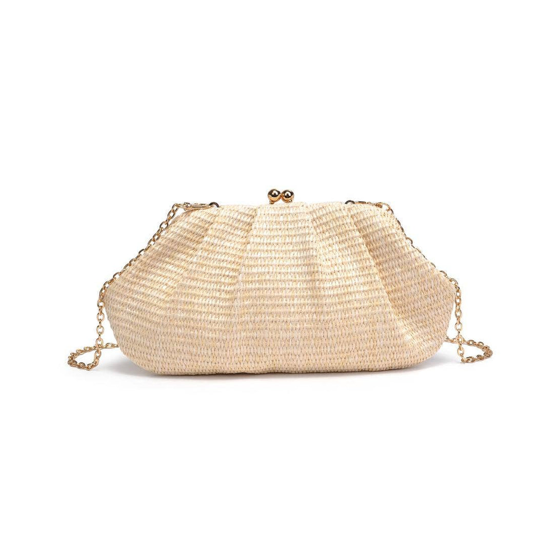 Ivory Triana Straw Frame Clutch