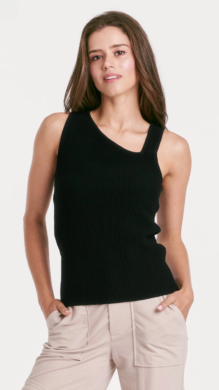 Black Cut Out Rib Tank