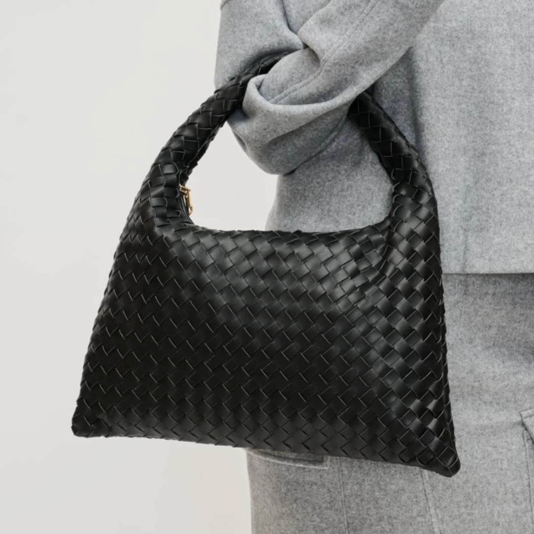 Black Woven Hobo Bag