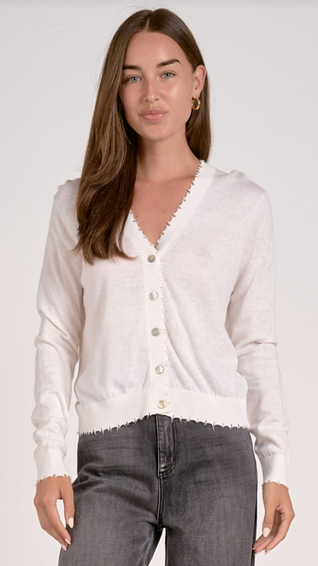 White Distressed Sweater Cardigan