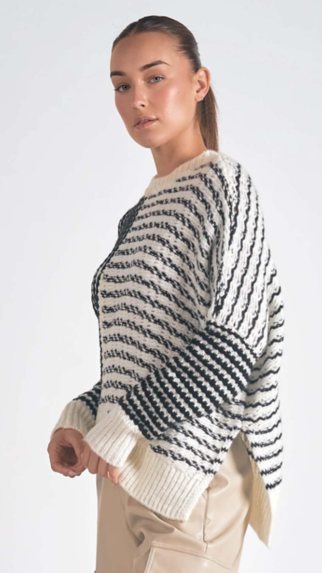 Asymmetrical Stripe Colorblock Sweater