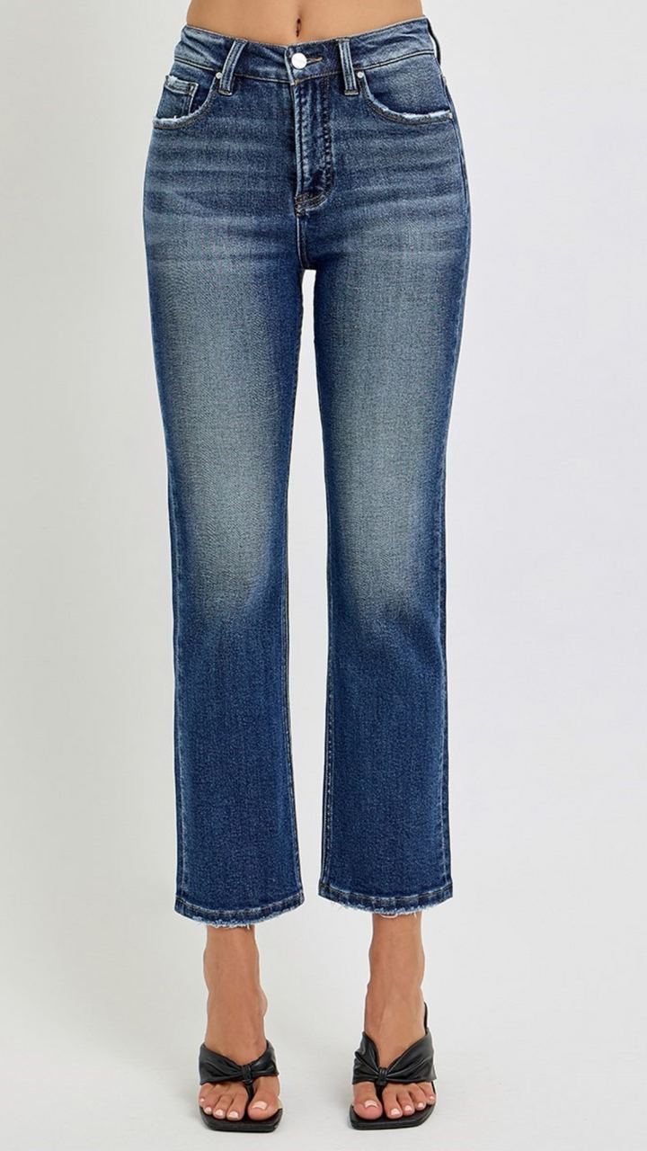 Tummy Control High Rise Crop Straight Jeans