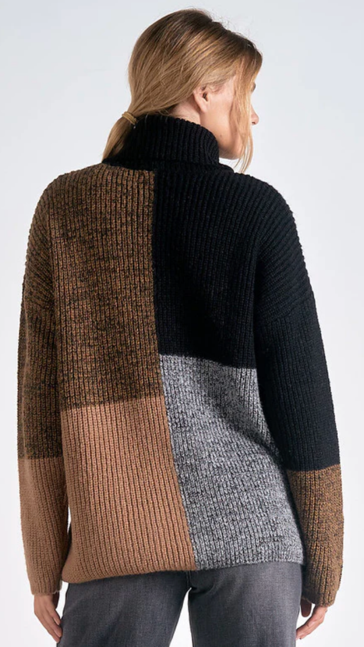 Colorblock Turtleneck Sweater