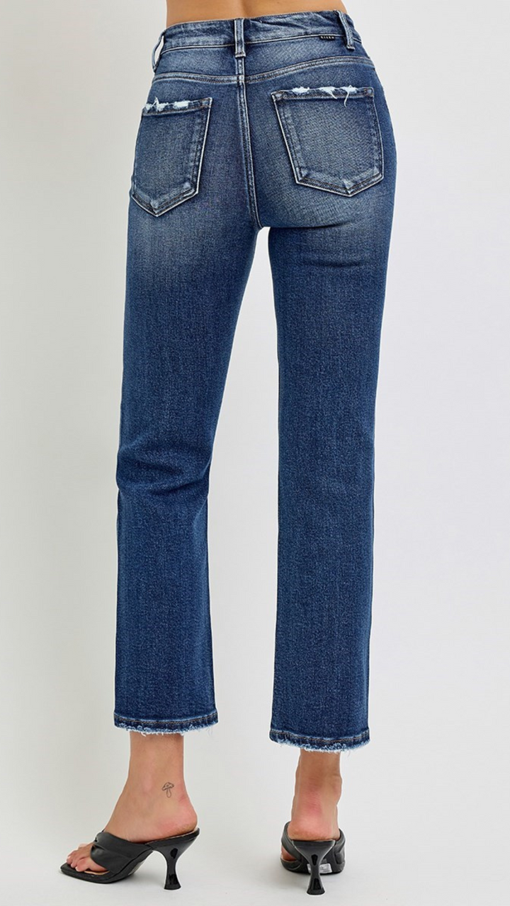 Tummy Control High Rise Crop Straight Jeans