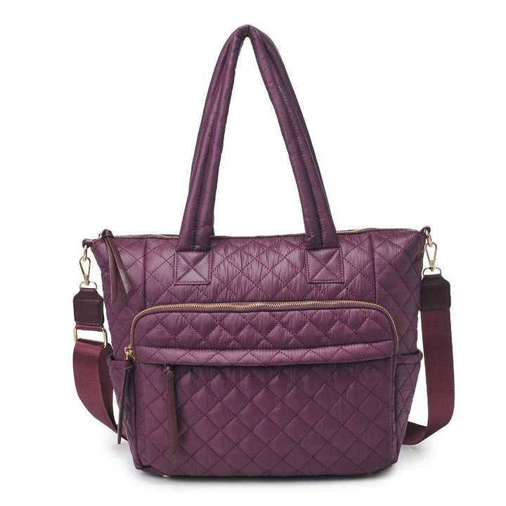 Burgundy Quilted Nylon Tote