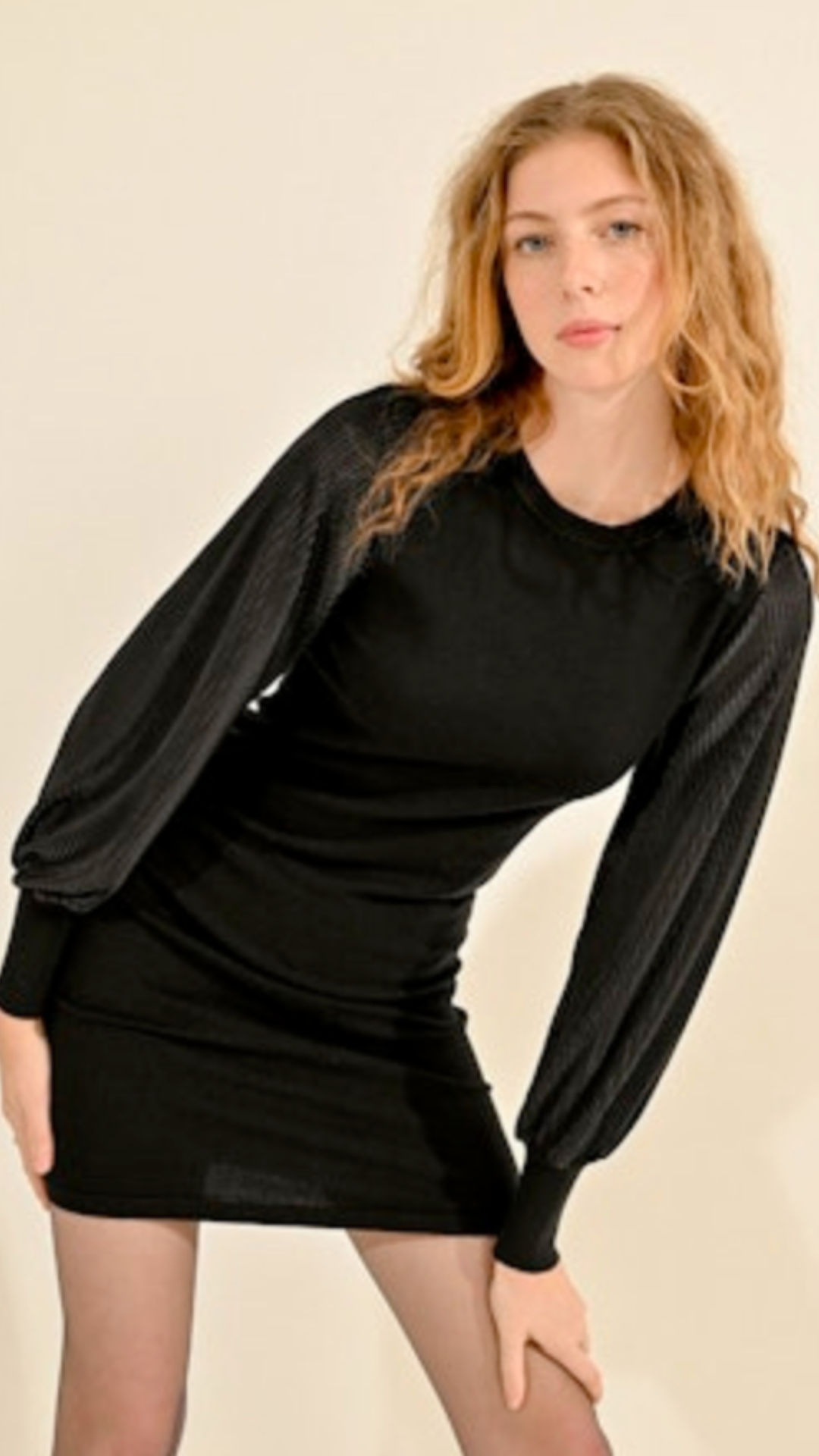 Black Long Sleeve Knit Sweater Dress