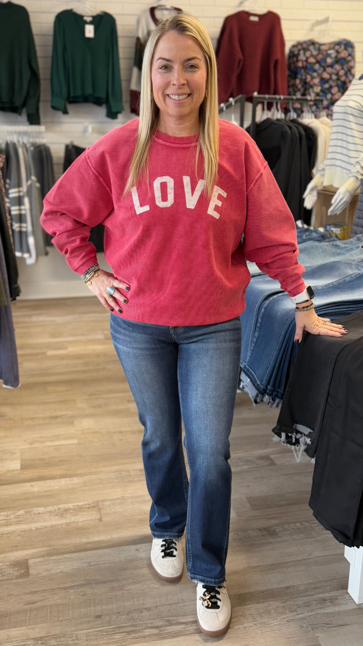 LOVE Thermal Vintage Pullover Sweatshirt