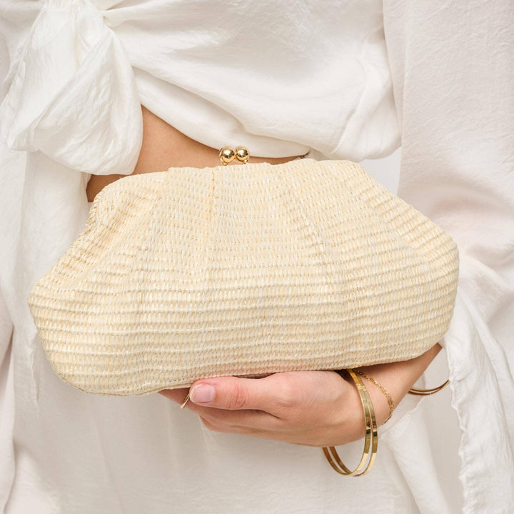 Ivory Triana Straw Frame Clutch