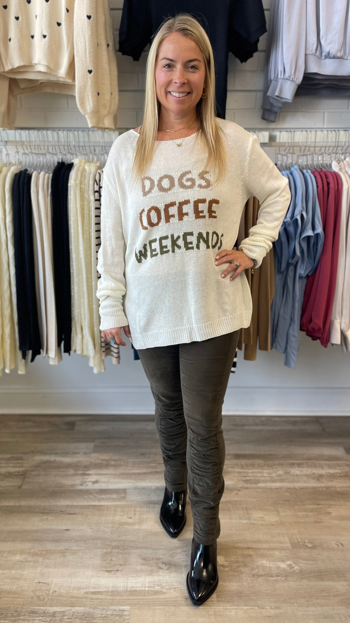 Oversized Dogs Coffee Weekend Lightweight Sweater