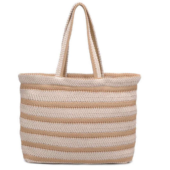 Ivory Natural Striped Beach Summer Tote