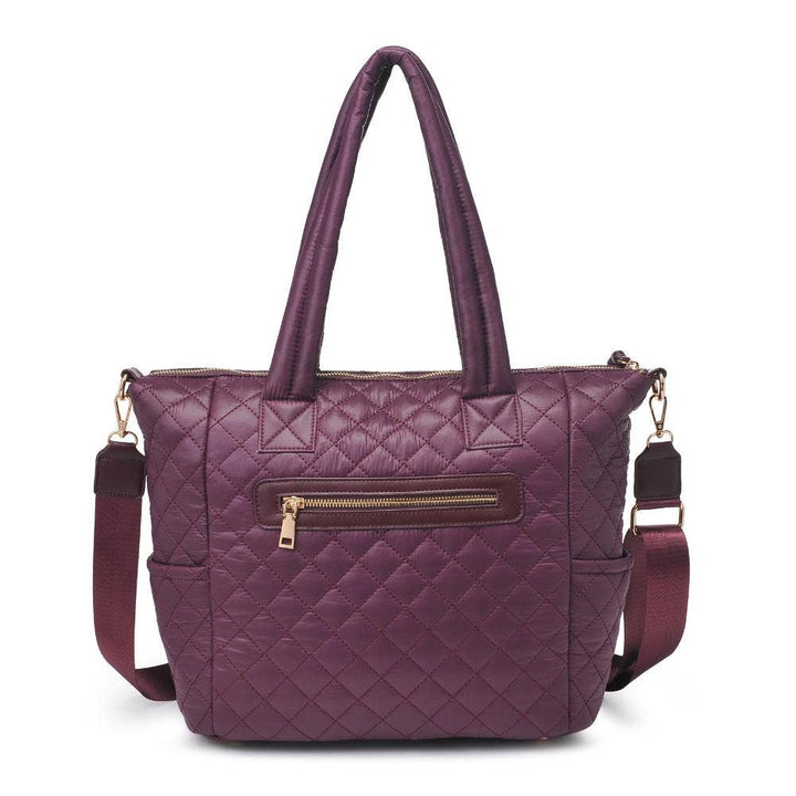 Burgundy Quilted Nylon Tote