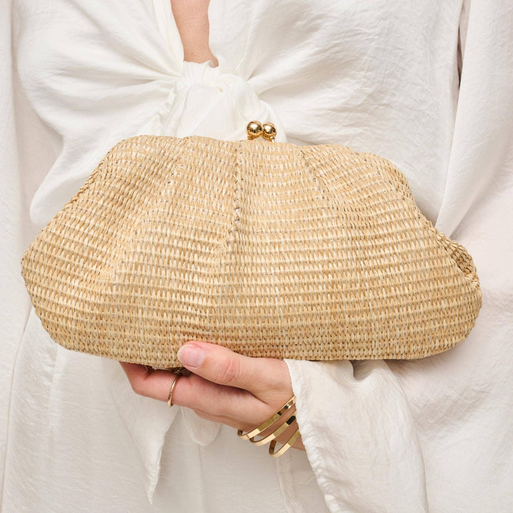 Natural Triana Straw Frame Clutch