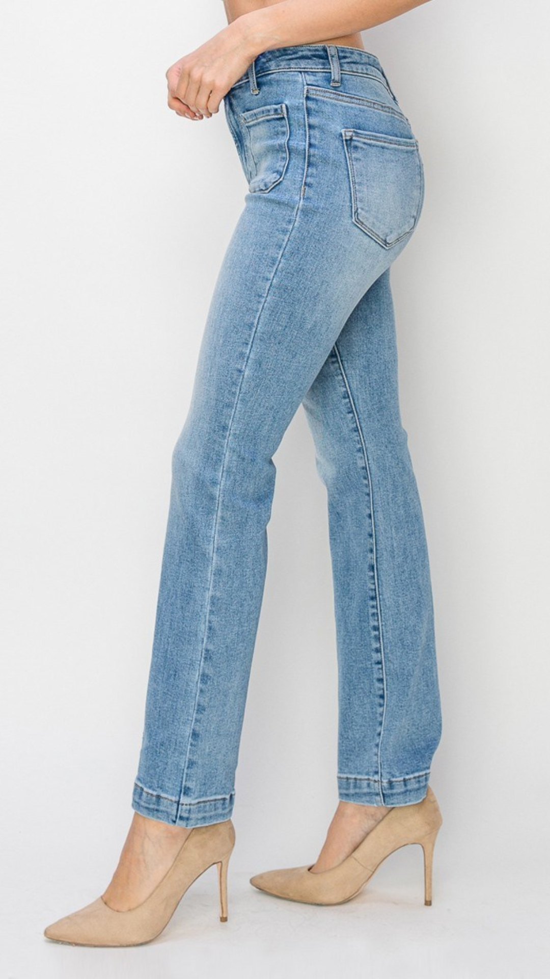 Light Wash High Rise Patch Pocket Bootcut Jeans