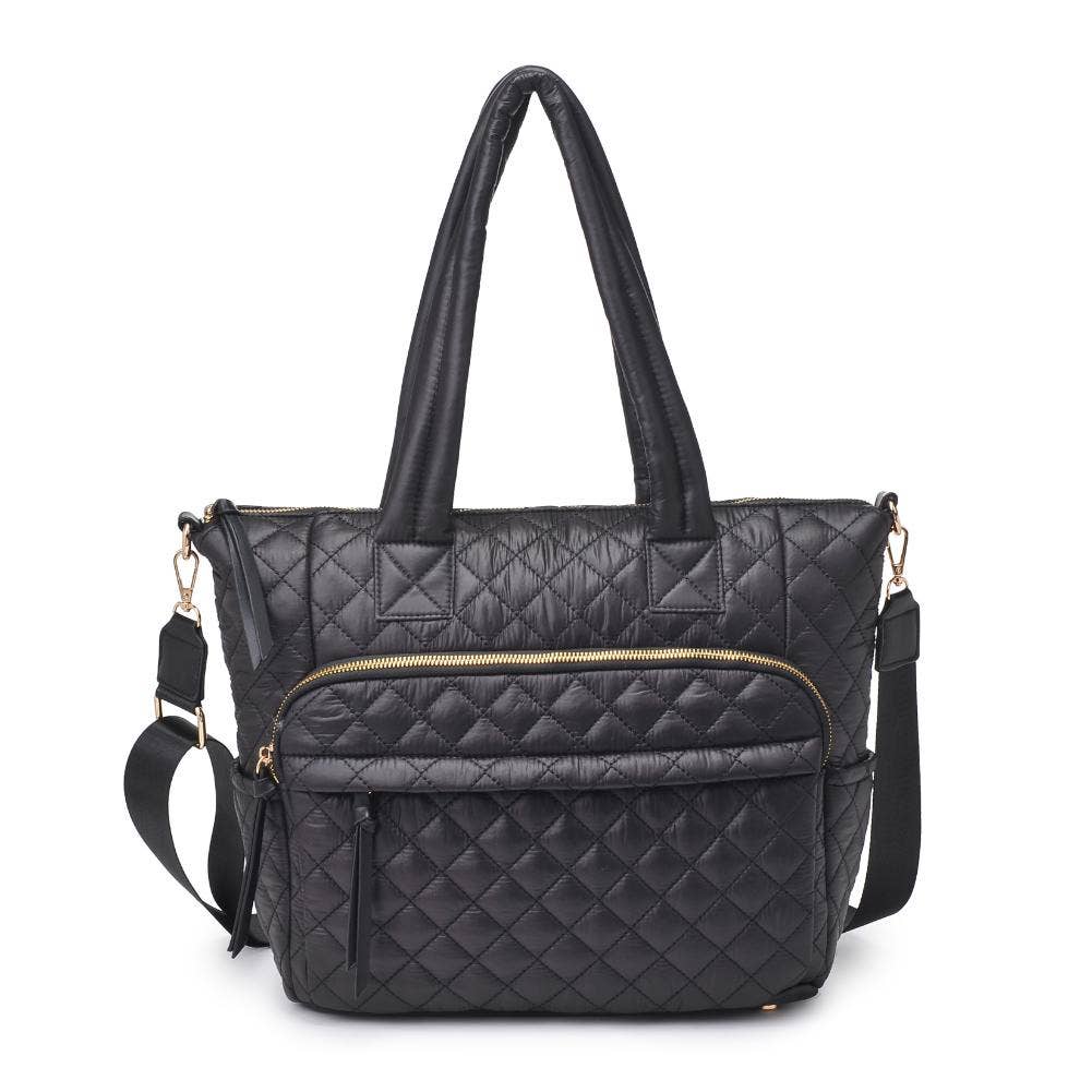 Black Quilted Nylon Tote