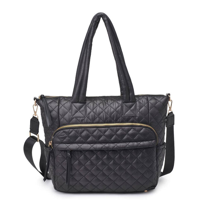 Black Quilted Nylon Tote