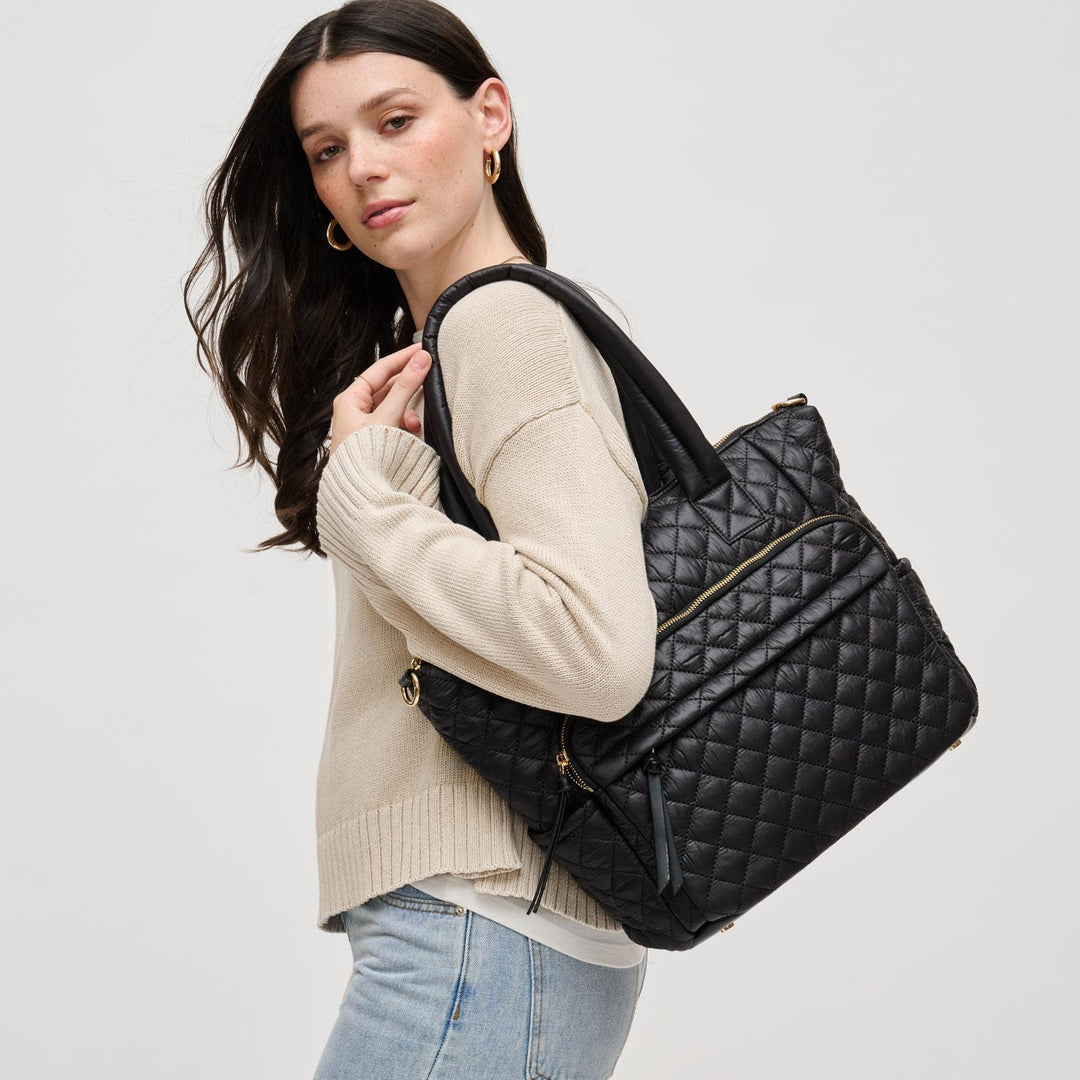 Black Quilted Nylon Tote