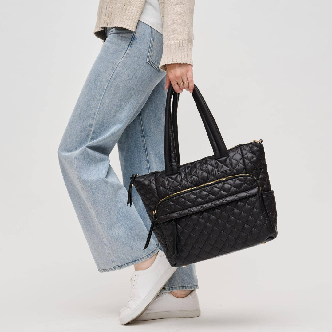 Black Quilted Nylon Tote