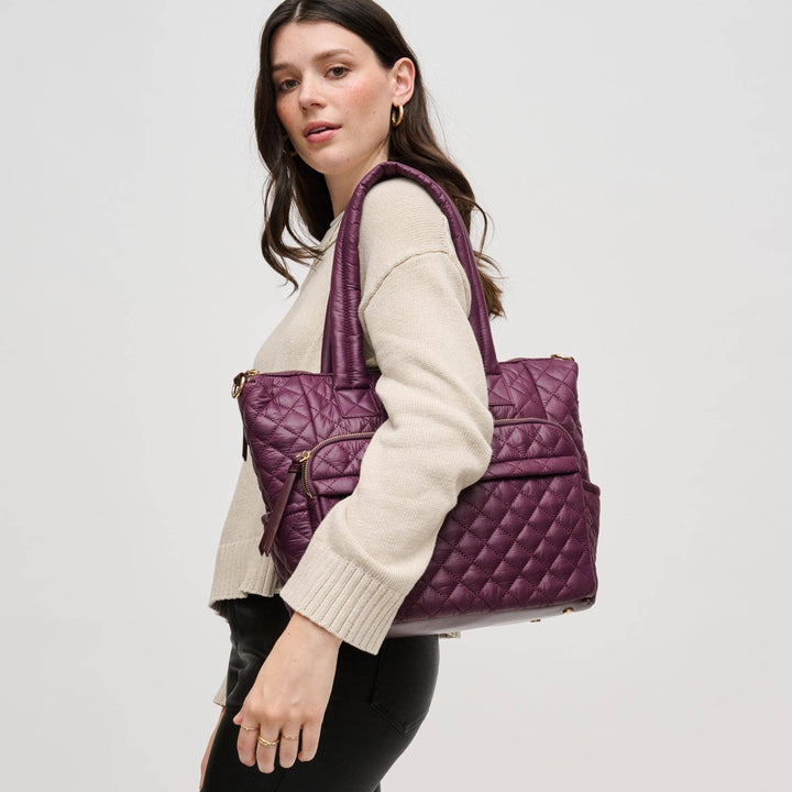 Burgundy Quilted Nylon Tote