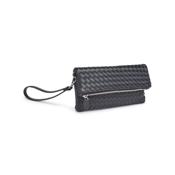 Black Woven Wristlet Clutch