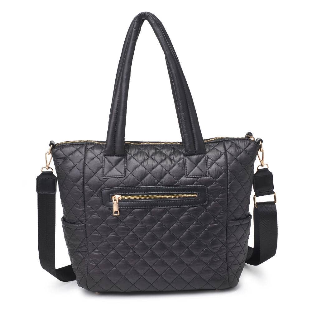 Black Quilted Nylon Tote