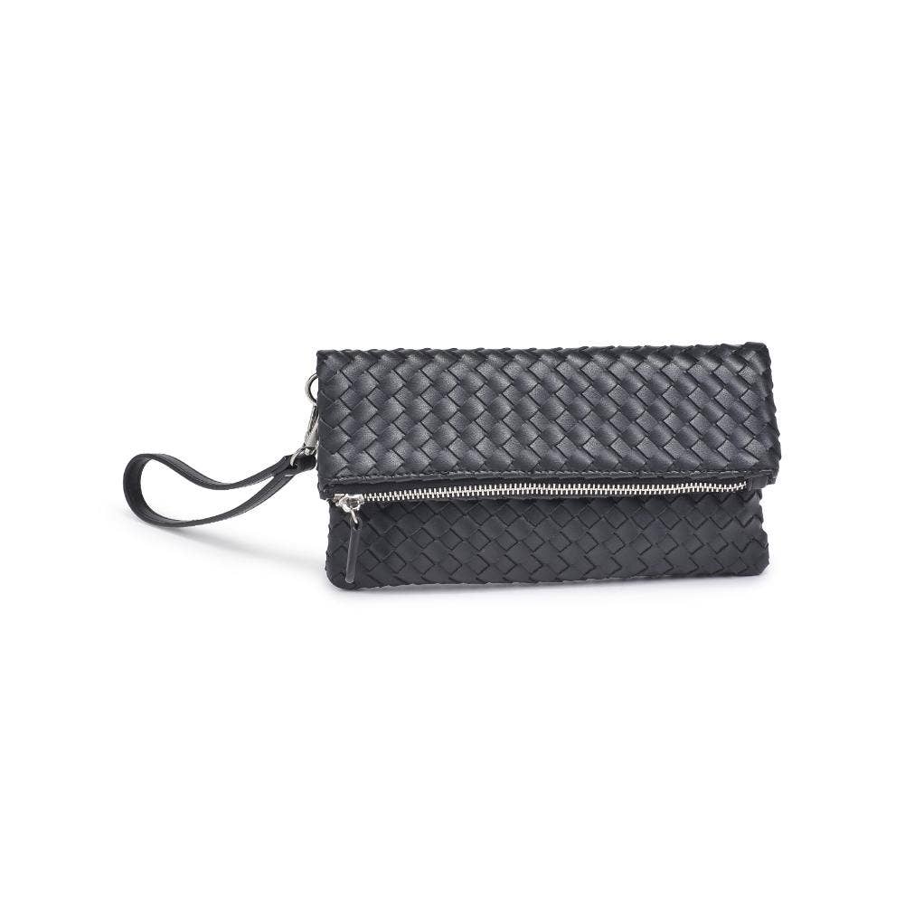 Black Woven Wristlet Clutch