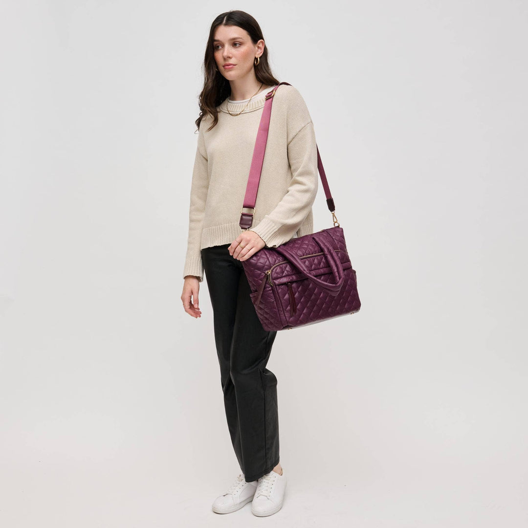 Burgundy Quilted Nylon Tote