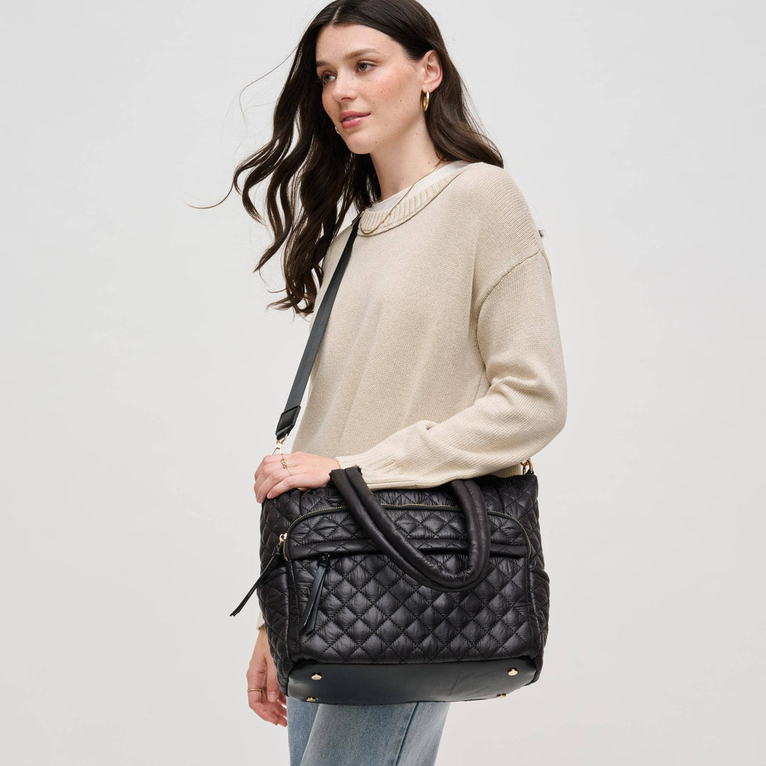 Black Quilted Nylon Tote