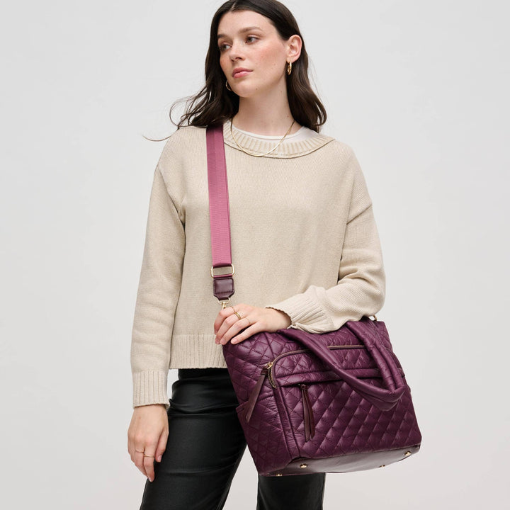 Burgundy Quilted Nylon Tote